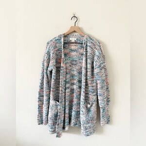 Rachel Zoe Blouce Knit Open-Front Cardigan in Pink Blue Multi Size M
